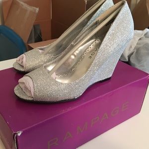 NWT rampage silver wedge heels6.5