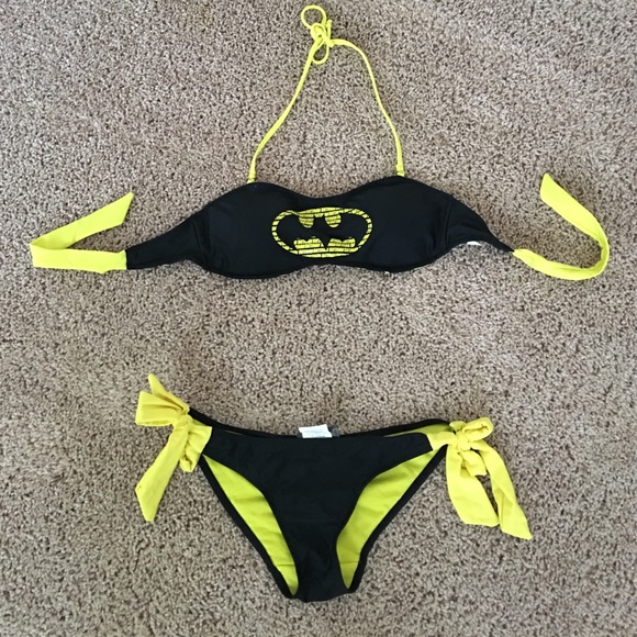 Batman 2 two piece bathing suit bikini reversible
