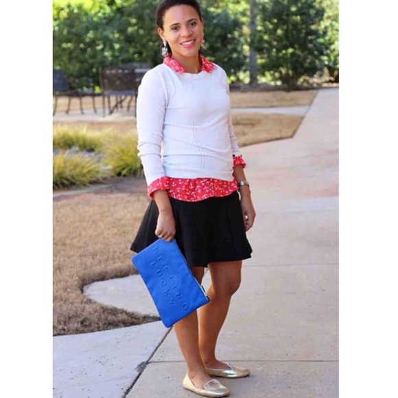 Zara blue leather clutch
