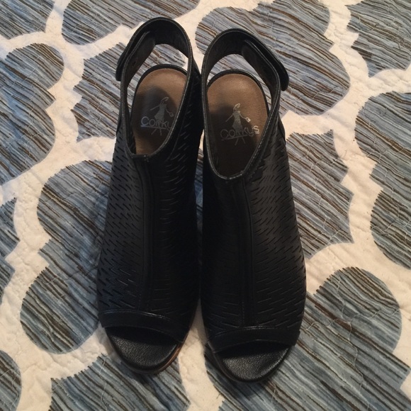 Black Peep Toe Booties