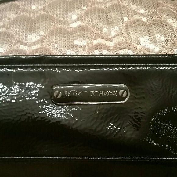 Betsey Johnson Blush Sequin Black Patent Be Mine - Picture 2 of 3