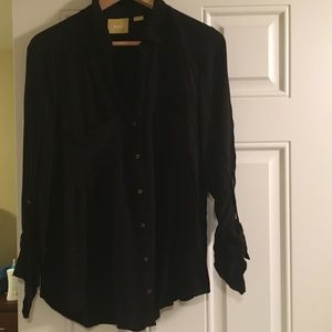 Maeve flared black button up