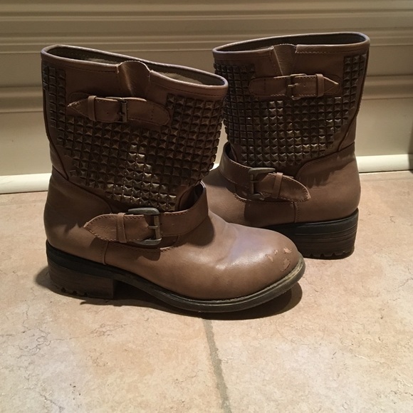 Bamboo studded ankle boots