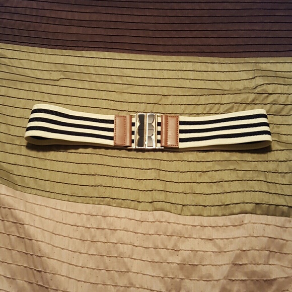 Black, brown and white fashion belt