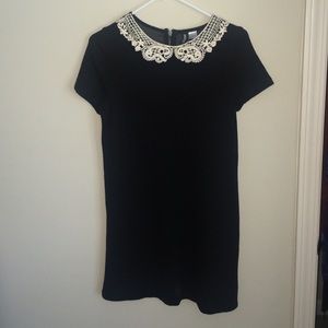 Black lace top shirt dress