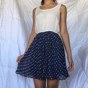 White and Blue Flowy Dress