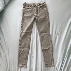 Light Grey-Olive Green High Rise Skinny Jeans