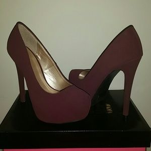 Charlotte Russe Maroon Almond Toe High Heels Pumps