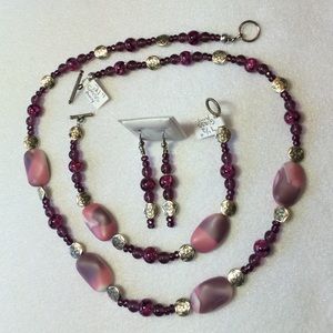 FINAL SALE PRICE Handmade OOAK Amethyst & Glass 3 Pc. Jewelry Set