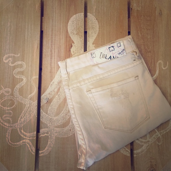 Blank Denim Ripped Jeans in Off White