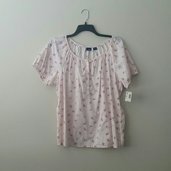 Basic Editions Womens Peasant Henley Top