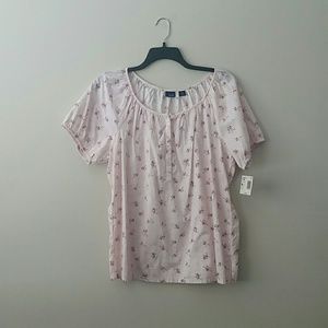 Basic Editions Womens Peasant Henley Top