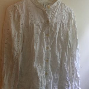 Embroidered white button down