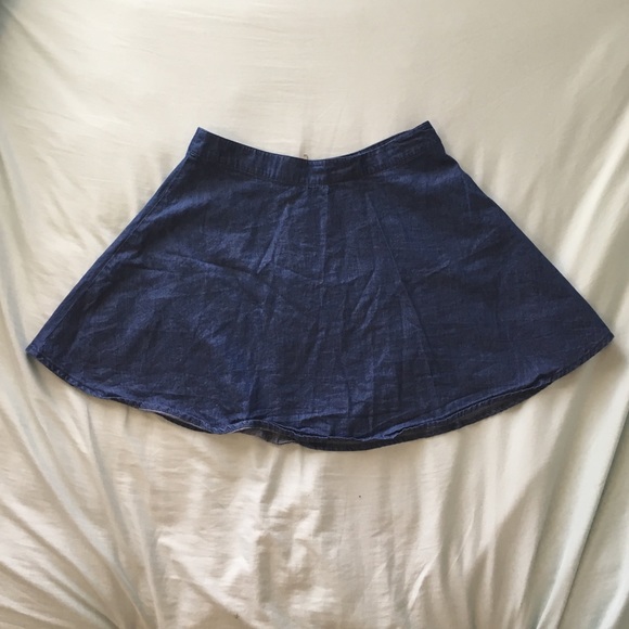 Denim Skater Skirt with Zipper