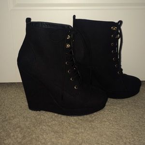 Black lace up booties