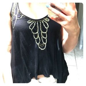Gold and glamorous flowing tank top!!