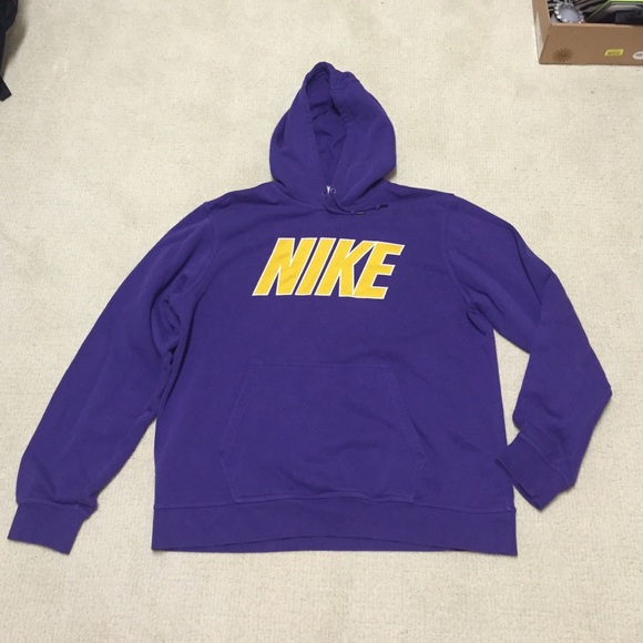 purple and yellow sweatshirt