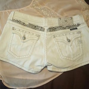 White Miss Me Shorts