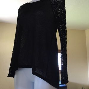 Black with lace sleeves shirt size small