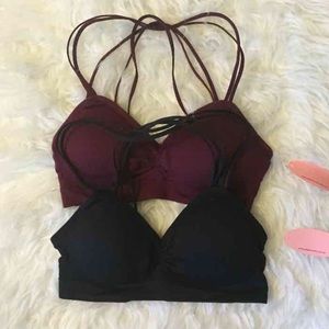 Burgundy and black bralette bundle