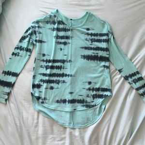 Turquoise and Black Scoop neck Thin-Knit Sweater