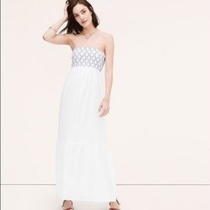 Loft White Strapless Maxi