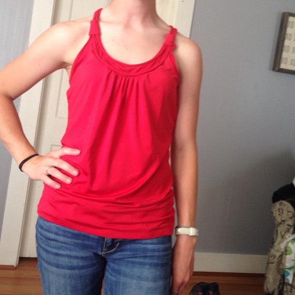 Red racer back tank top