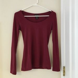 Fitted Maroon Long Sleeve Tee