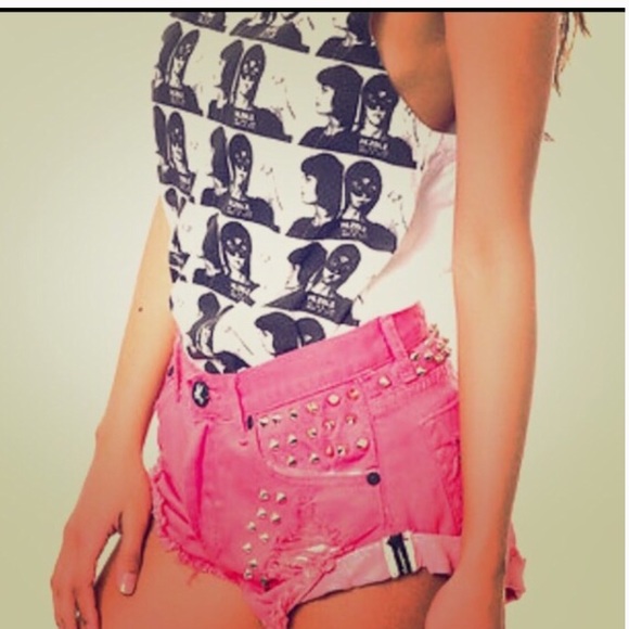 One Teaspoon Pink studded denim