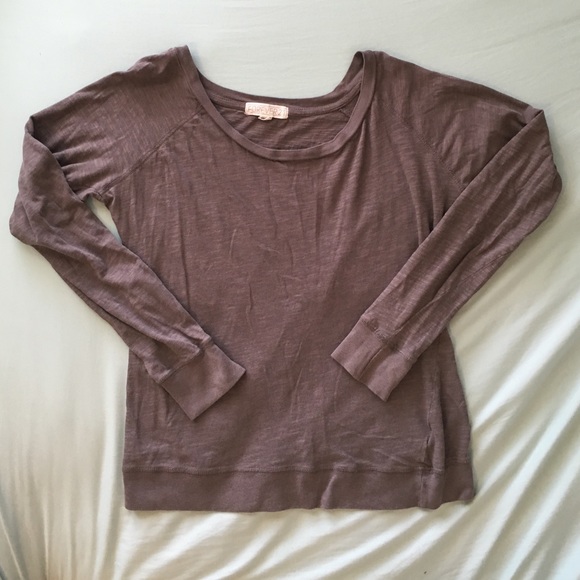 Grey Scoop Neck Long Sleeve Tee