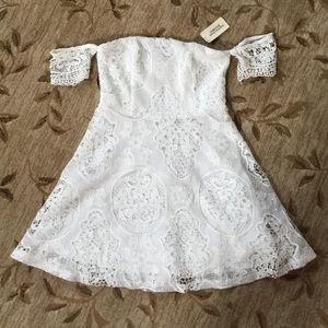 white lace forever 21 off the shoulder dress