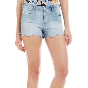 Celebrity Pink Scallop-Hem Denim Shorts