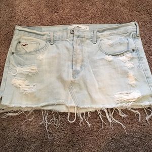 Hollister Mini Shredded Jean Skirt