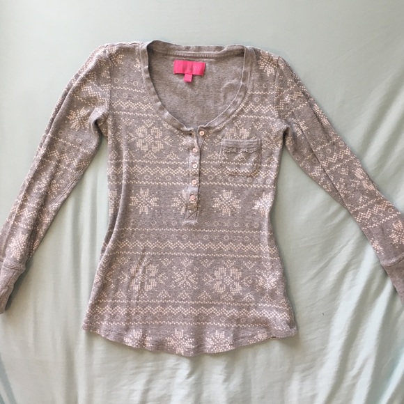 Light Grey Thermal Scoop Neck Sleep Shirt