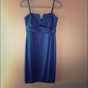 Donna Ricco blue satin midi dress