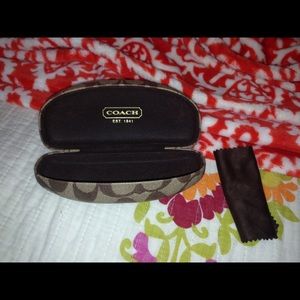 Coach glasses, case, and lense wipe
