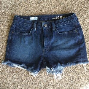 Dark denim cutoff shorts