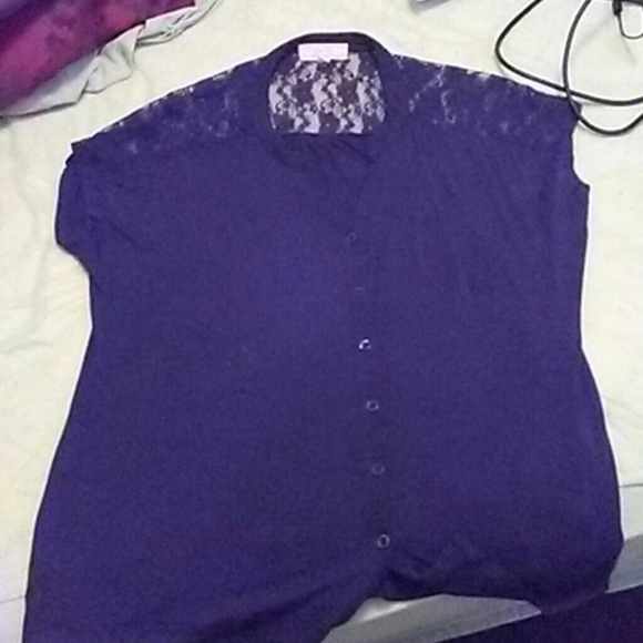Lace button down top