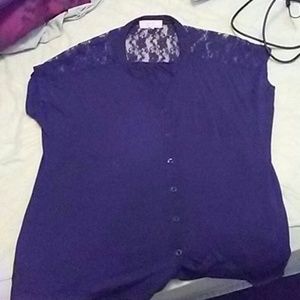Lace button down top