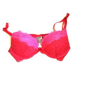 VS 34B Red/Pink Lace Push Up Bra