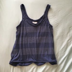 Navy Rhinestone Striped Tank Top