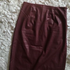 Tobi Faux Leather Burgundy Pencil Skirt