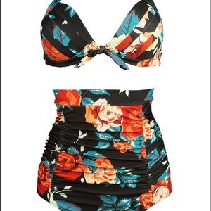 Cute high wasted black and rose bikini, XXL