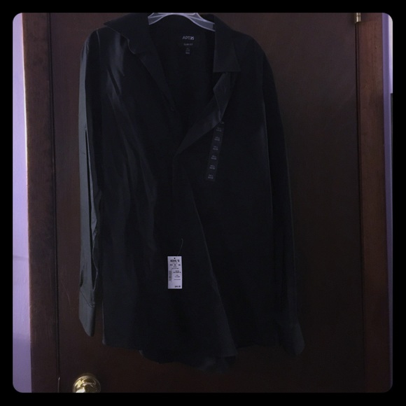 NWT black slim fit button up