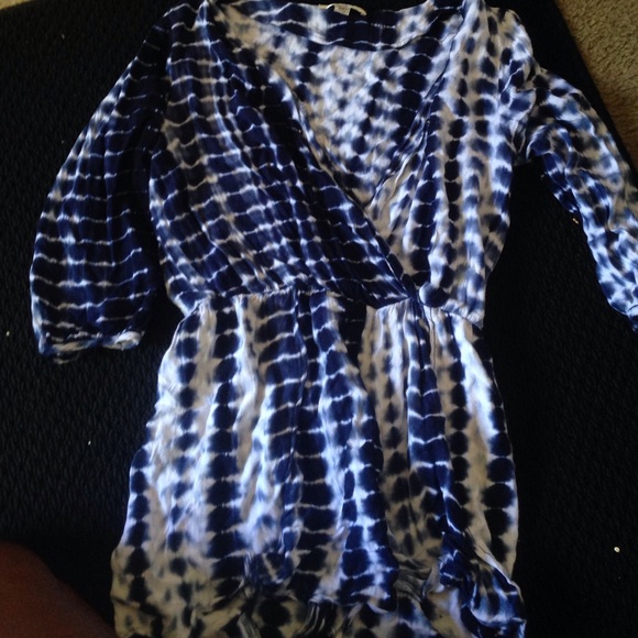 Tie die blue & white romper