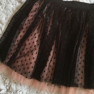 Blush and Black Polka Dotted Tulle Skirt