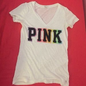 Victoria secrets PINK logo white tee