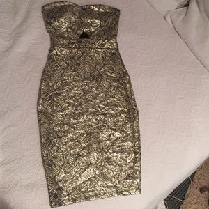 Gold body con dress