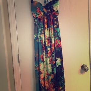 Colorful Floor Length Holter Top Dress