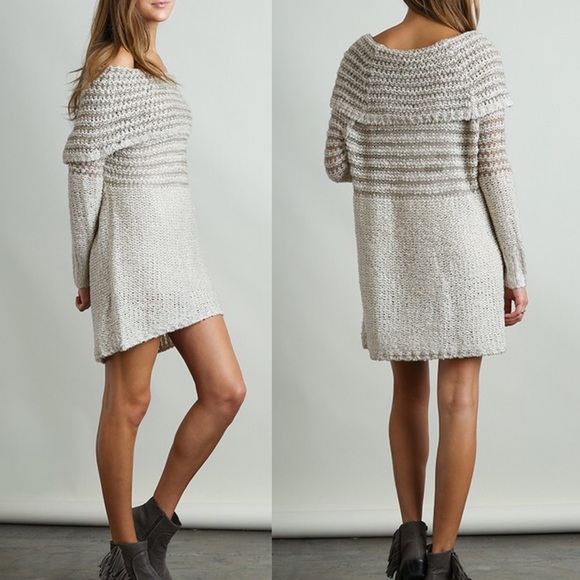🆕DARBY off shoulder knit dress - CREAM - Picture 2 of 3